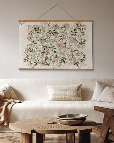 VIYYIEA Extra Large Size Canvas Wall Art, 36x54 Inch Vintage Botanical Hanging Scroll Painting with Wildflower Pattern, Rustic Floral Wall Decor for Living Room, Bedroom, or Entryway - color: William Morris Style Petite Flowers