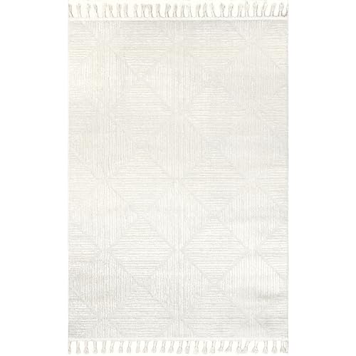 Nuloom Kerry Cream, 6' Round, Geometric, Soft and Cozy, High Traffic, Stain Resistant, Easy Clean, Durable Area Rug for Bedroom, Living Room, Dining Space, Den, Foyer, Entryway - color: Kerry Cream, size: 6' (Round)