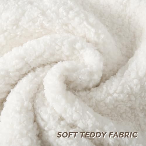 FUTEI Cream White Throw Pillow Covers 18x18 Inch Set of 2,Furry Faux Fur Teddy Boucle Textured Cushion Covers,Soft Fluffy Decorative Pillow Case,Home Decor for Couch Bed Living Room Office Car - color: Cream White, size: 18" x 18" (Pack of 2)
