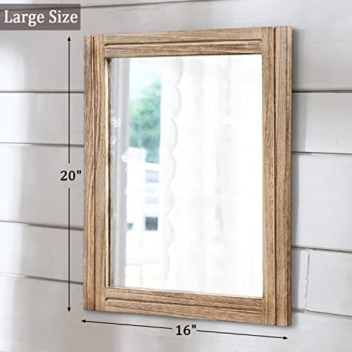 AAZZKANG Rustic Mirror for Wall with Rectangle Wood Framed Decorative Hanging Mirrorrs Large 20"x16"for Bedroom Bathroom Living Room Dressing Room - color: Natural, size: 20"L x 16"W