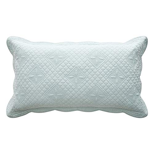 Calla Angel Sage Garden Luxury Pure Cotton Quilted Pillow Sham, King Pillow, 20x36, Light Aqua - color: Light Aqua, size: King