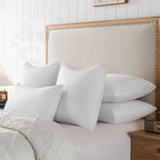 basic home Hotel-Style Goose Feather Down Euro Pillow Insert for Sofa & Bed - 100% Odorless & Plump Cushion Filler - 233TC Cotton with Inner Liner to Prevent Poking (28x28 Inch) - size: 28x28