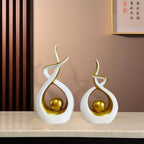 Baoblaze 2 Pieces Abstract Art Sculpture,Home Decor Luxury Elegant Unique Modern Decorative for Dining Room Office Housewarming Gift, Gold
