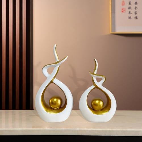 Baoblaze 2 Pieces Abstract Art Sculpture,Home Decor Luxury Elegant Unique Modern Decorative for Dining Room Office Housewarming Gift, Gold
