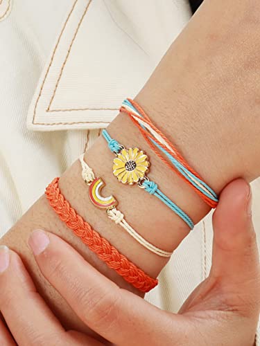 choice of all String Bracelets for Women Boho Wave Surfer Beach Wear Cute Bracelets Set Summer Friendship Jewelry Accessories Beach Stuff - color: G1:17 pcs rainbow surfer bracelets