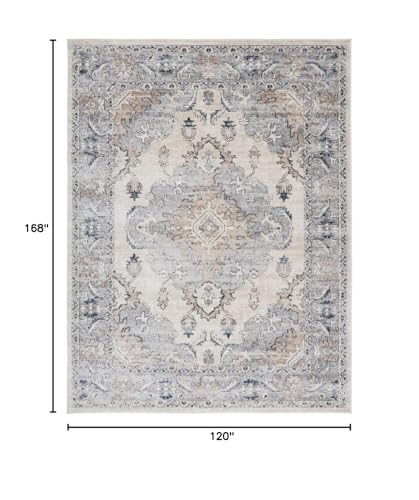 SAFAVIEH Oregon Collection Area Rug - 10' x 14', Beige & Grey, Oriental Distressed Design, Non-Shedding & Easy Care, Ideal for High Traffic Areas in Living Room, Bedroom (ORE898B) - size: 10' x 14' (Rectangular)