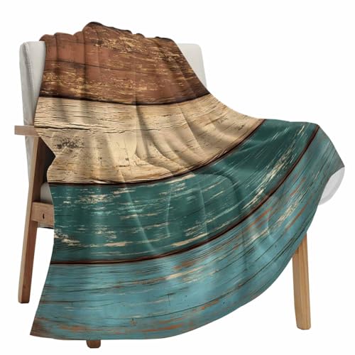 Vandarllin Retro Rustic Wood Texture Super Soft Throw Blankets Teal Green Brown Fluffy Fuzzy Flannel Bed Blanket Decorative for Home Sofa Couch Chair Living Bedroom (50x60 Inch) - color: Farmhouse Wood Stripes, size: 50x60 Inch
