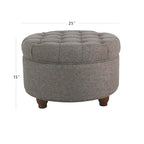 HomePop 25" Button Tufted Round Storage Ottoman - Dark Gray - color: Dark Gray