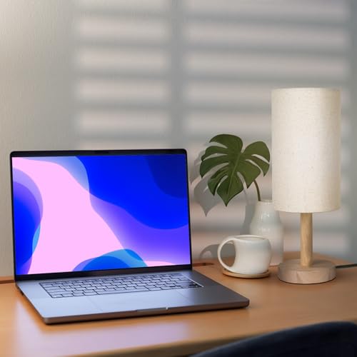 LALISU Small Table Lamp for Bedroom, Nightstand Lamp Linen Lampshade Bedroom Wood Base Small Bedside Lamp for Night Stands, Desk Lamps for Reading Living Room, Office (LED Bulb Included) (Wood Base) - color: Beige Shade+Wood Base