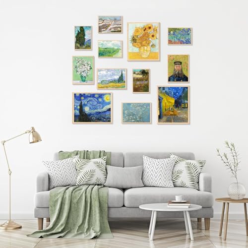 KBKBART Vintage Eclectic Wall Art Prints Set of 12, Abstract Eclectic Wall Decor Van Gogh Maximalist Famous Artist Painting Pictures, Trendy Maximalism Poster for Aesthetic, Unframed - color: Van Gogh Prints