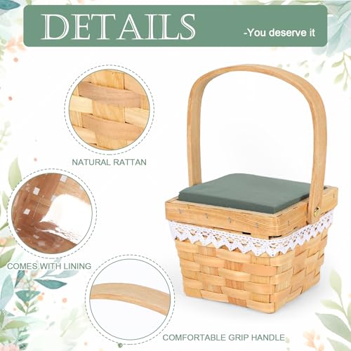 6 Set Woven Flower Basket Planter Boxes with Handles & Removable Floral Foam Flower Boxes for Arrangements Square Rattan Baskets with Waterproof Lining for Centerpiece Home Wedding Garden Decor - color: Natural
