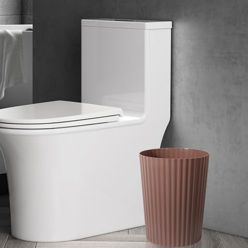 JiatuA Small Trash Can Plastic Wastebasket Round Garbage Container Bin for Bathroom, Kitchen, Bedroom, Home Office, College Dorm, Brown - color: Brown, size: 1.8 Gallons