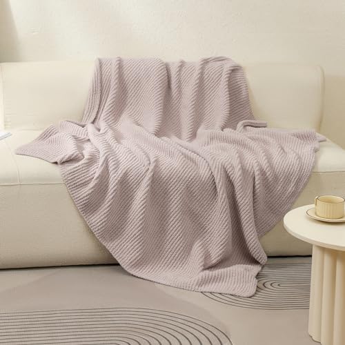 bearberry Soft Rib Knit Blanket Thin Warm & Breathable - Snuggly Minky Throw for Everyday Use, Travel, Chair | All-Season Machine Washable for Couches, Gifts, Family (Beige, 50”x60”) - color: Ribbed Knit Beige, size: Throw(50″x60″)