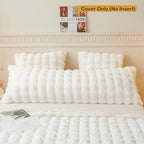 LIFEREVO Fluffy Faux Rabbit Fur Body Pillow Cover, Luxury Ivory Bubble Shaggy Plush Bed Body Pillowcase with Zipper Closure, Long 20"x54" Fuzzy Furry Pillow Case for Adults Kids Girls Teens, Beige - color: Beige