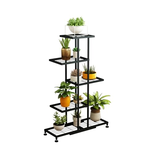 Twhep 5-Tier Iron Plant Stand - Modern Multi-Functional Shelf for Balcony & Garden - color: black-5 Tier 11 Potted