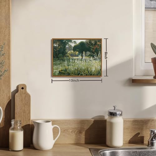 OIQArtOIQ Vintage Framed Wall Art Garden Landscape Canvas Art Prints Rustic Farmhouse Scenery Pictures Wall Decor Modern Cottagecore Paintings Artwork For Bedroom Bathroom Office Living Room - color: Hyacinth, size: 8x10 in