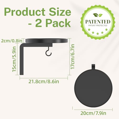 iDavosic.ly Wall Plant Holder Set of 2 for Indoor Outdoor, Metal Hanger with 2 Hooks, Floating Flower Display Stand for Window, Space Saving & Easy to Assemble (Pots/Chains/Plants Not Included), Black - color: Black, size: 2 Pack