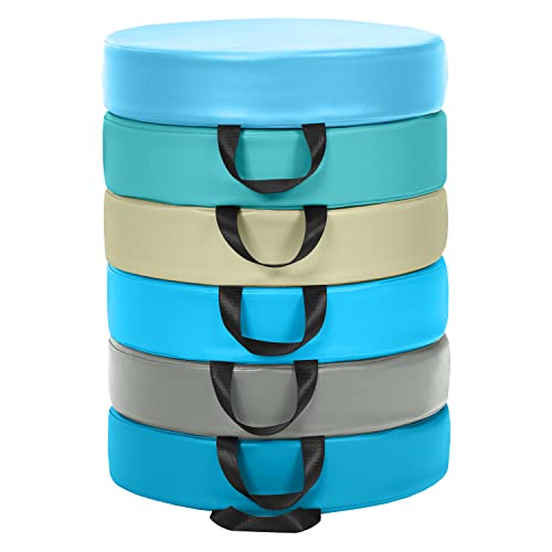 Costzon 6-Piece 15 inch Kids Floor Cushion, 3" Thick Waterproof Daycare Preschool Round Foam Cushion with Handle for Toddlers, Soft Flexible Seating for Classroom, Home, Kindergarten or Nursery - color: Contemporary, size: 15'' x 15'' x 3'' (Round)