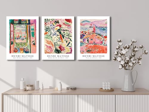 Wieco Art Canvas Wall Art 3 Piece Henri Mattise Art Abstract Colorful Matisse Posters Canvas Prints for Wall and Home Office Decorations - size: 12 x 16 inch x 3 pcs