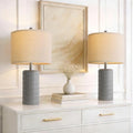 PoKat 20.75'' Ceramic Small Table Lamps for Bedroom, Modern Dark Gray Bedside Lamps Set of 2, Farmhouse Lamps for Living Room with Linen Lampshade for Night Stands Guest Room Side End Table Console - color: 20.75'' Small - Dark Grey
