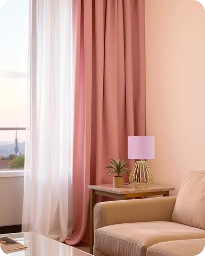 Pink and Gold Table Lamp, Small Bedside Lamp with Metal Base & Pink Linen Lampshade, Modern Nightstand Lamp, Little Cute Desk Lamp for Girl Kid's Room, 2700K LED Bulb Included, DP06TL05 - color: Pink + Gold