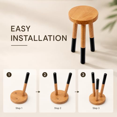 Rubber Wood 9" Round Plant Stand |Dip Dyed Black Accent Stool |Small Drinking Table |Side Table(18" H) - color: 18" Tall Black