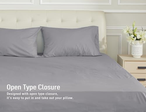 Sunflower Queen Pillowcases Set of 2, 100% Cotton Queen Pillow Cases 2, 20×30 inches Frost Gray, Soft and Breathable - color: Frost Gray, size: Queen (20"x30")
