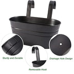 HowRU Metal Iron Flower Pots for Railing Fence Hanging Bucket Pots(5 Pcs) and Hanging Flower Pots Metal Iron Bucket Planter(10 Pcs) (Black) - color: Dark Black