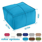 MeMoreCool Stuffed Round Pouf Ottoman Foot Rest, Floor Pouf Foot Stool with Soft Foam Chunk Filling, Small Round Ottoman Footstool Circle Footrest for Living Room - color: Piping Blue