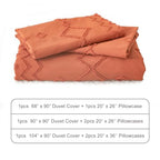 EMME Boho Duvet Cover Twin Size Pumpkin - 2 Pieces Soft & Breathable Tufted Boho Shabby Chic Embroidery Bedding Set for All Seasons, 1 Duvet Cover with 1 Pillow Shams & Zipper Closure (Pumpkin, Twin) - color: 23 - Pumpkin, size: Twin(68"×90")