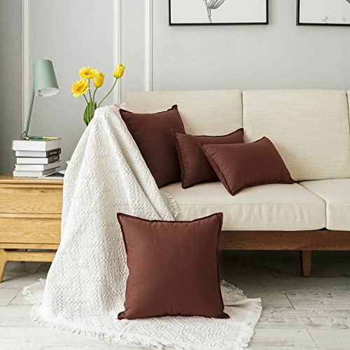 Jeanerlor Solid Cotton Linen Decoration 18"x18" Throw Pillow Cushion Case Special Pillow Cover Delicate Decorative Pillowcase for Couch/Bed/Chair,(45 x 45cm), Reddish Brown - color: Reddish Brown, size: 18" x 18" (Pack of 1)