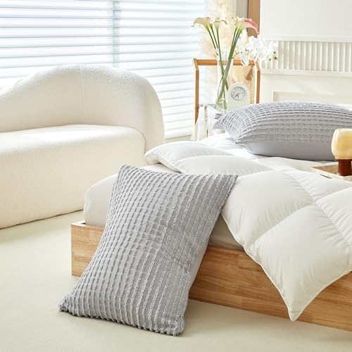 WARMDERN Grey Pillow Covers Queen Standard Pillow Cases Soft Microfiber Pillow Cases Set of 2 Boho Textured Pillowcase with Envelope Closure(Grey, Queen/Standard 20x26 Inches) - color: Gray, size: 20" x 26" (Pack of 2)