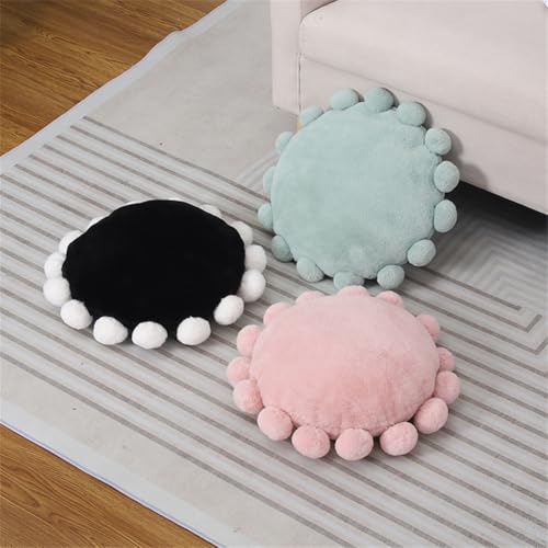 Boho Round Floor Pillow with Tassels – Decorative Circle Cushion for Kids, Plush Throw Pillow for Chair Sofa Bed, Accent Pillow for Living Room, Reading Nook, Indoor & Outdoor Use (Pink) - color: Pink
