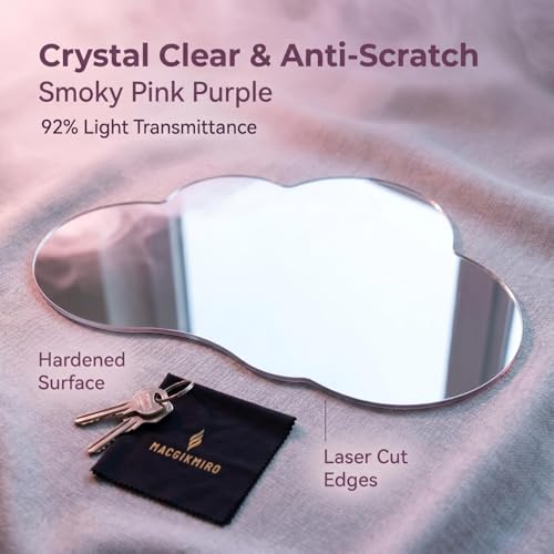 Cloud Acrylic Mirror Anti-Scratch Unbreakable Shatterproof HD Tempered Wall Decorative Mirrors for Restaurant Bedroom Kitchen Office Gym(Cloud,11.81 "x 15.75") - color: Cloud
