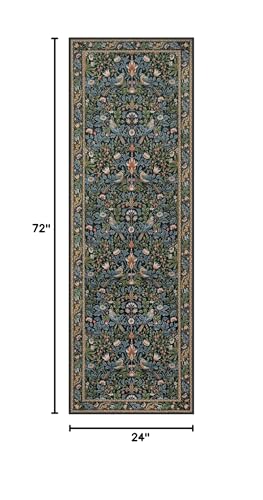 Morebes Floral Kitchen Runner Rug 2x6 Non Slip Washable Boho Botanical Hallway Runner, Ultra-Thin Stain-Resistant Soft Carpet for Bathroom, Entryway, Laundry Room (6ft, Navy Blue) - color: Navy Blue, size: 2' x 6' (Rectangular)