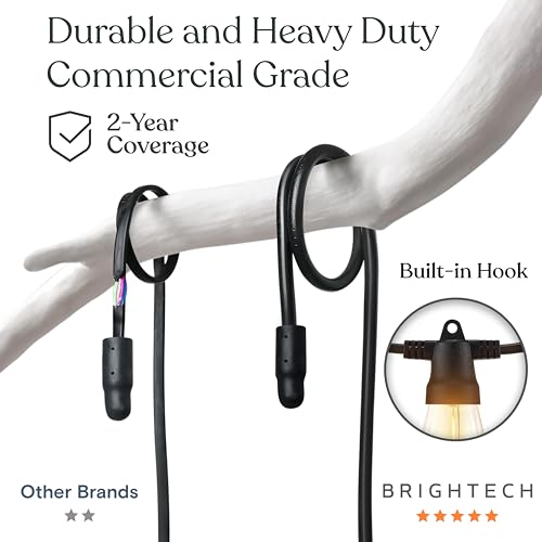 Brightech Ambience Pro Super Bright Solar - 48Ft Remote Control Outdoor String Lights with 15 Shatterproof S14 Bulbs, Commercial Grade LED, Waterproof Patio Lights, 4W Soft White for Patios, Gardens - color: Super Bright, size: 48 Feet