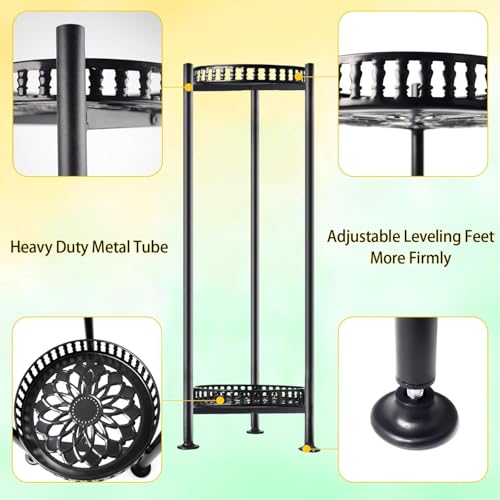 LUBORN 2-Pack Plant Stand Indoor Outdoor, 30'' Tall Plant Stands, 2 Tier Metal Planter Stand, Flower Stand Plant Pot Holder for Living Room, Corner, Deck - color: Black-2P