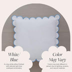 BEBE BASK Scalloped Pillow Cover - Set of 2-18 x 18 Inch - Scallop Pillow Cover – White and Blue Scalloped Pillows - Scallop Pillows - 100% Cotton - Grandmillennial Style (White/Blue) - color: White/Blue