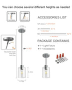 Chrome Pendant Lights Kitchen Island - Clear Glass Pendant Light Fixture Multiple Stems Rods 3 Units 12 Inch 3 Units 4 Inch (1 Pack Chrome Downrod) - color: Chrome 1PK