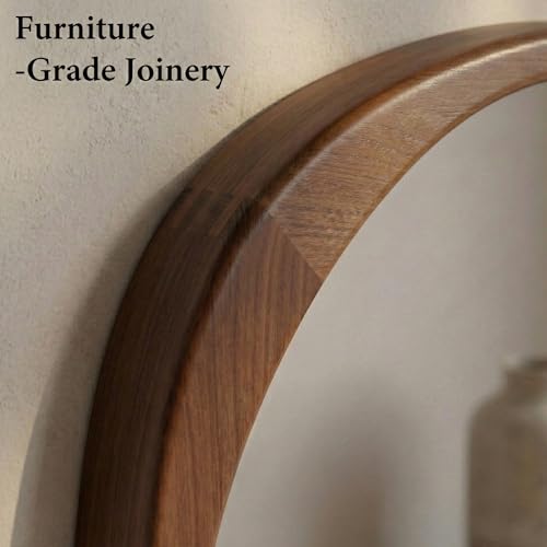 Solid Wood 48"x24" Large Full Length Irregular Mirror, Aesthetic Mid-Century Modern Statement Wall-Mounted Mirror, Modern Organic Asymmetrical Wooden Mirror, Dark Walnut - color: Dark Walnut, size: 48"L x 24"W