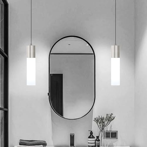 Modern Pendant Lights Kitchen Island 3 Pack LED Pendant Lighting Brushed Nickel with Milky White Lampshade Adjustable Hanging Ceiling Light for Dining Room Bath Entryway, 3000K-6000K - color: Brushed Nickel, size: 1-Light 3-Pack