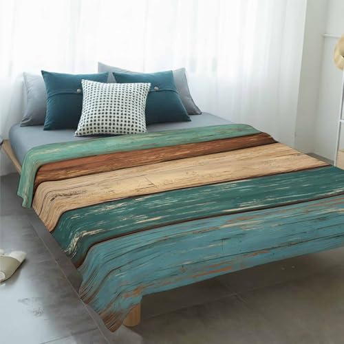 Vandarllin Retro Rustic Wood Texture Super Soft Throw Blankets Teal Green Brown Fluffy Fuzzy Flannel Bed Blanket Decorative for Home Sofa Couch Chair Living Bedroom (50x60 Inch) - color: Farmhouse Wood Stripes, size: 50x60 Inch