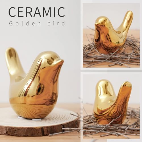 Notakia Gold Home Decor Small Birds Statues Modern Style Decorative Ornaments for Living Room Decor, Bedroom, Office Desktop, Cabinets (2Pcs Gold Birds) - color: 2pcs Gold Birds