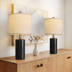 G-SAFAVA 20.5" Small Table Lamps for Living Room Lamp Set of 2 Ceramic Lamps for Bedroom Bedside Lamps Modern Boho Lamps for Night Stands Farmhouse Nightstand Lamp Side End Table Lamp, Black - color: Black