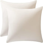Euro Sham Covers 26x26 Cream: Pack of 2 Cozy Soft Velvet Square Modern Luxury Decorative Throw Pillow Cases for Sofa Couch Living Room Bed Home Decor