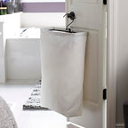 Household Essentials Door Hanging Laundry Bag in Washable Canvas with Loop Handle, White with Black Trim - color: White/Black