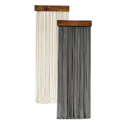 MENGLANSI 2Pieces Tassels Wall Tapestry Cotton and Wooden Hanging Decoration for Home Border Fabric Wall Art - color: black b