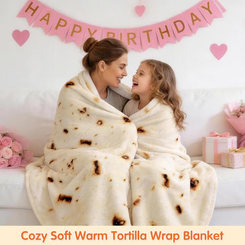 CASOFU Burrito Tortilla Throw Blanket 71 inches for Adult Kids, Novelty Tortilla Food Blanket Funny Gifts for Women Men Teens, 285GSM Soft Flannel Taco Blanket Birthday Gifts for Boys Girls(Beige) - color: Beige, size: 71 inches