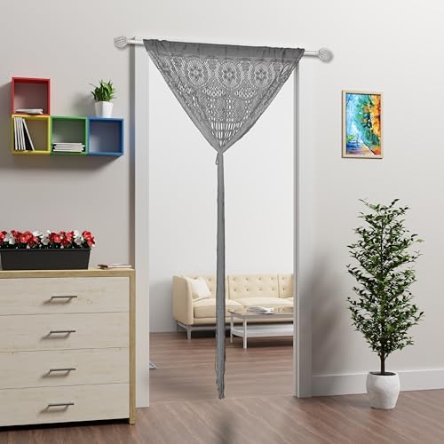 Lace Door String Curtain for Doorways，Bohemian Curtains Window Wall Closet Bedroom Kitchen Hippie Hanging Panels Boho Room Divider - color: Grey, size: 39"W x 79"L (Pack of 1)