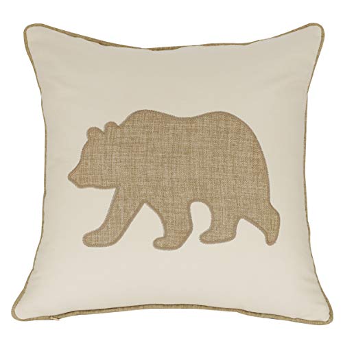 Embroidered Throw Pillow Covers Bear Pattren 18x18 Inches for Living Room Cotton Cushions Covers (Khaki) … … - color: Bear-khaki